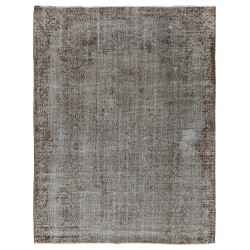 One-of-a-kind Gray Over-Dyed Rug for Modern Interiors. Handmade Vintage Turkish Carpet. 6.3 x 8.2 Ft (190 x 249 cm)