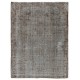 One-of-a-kind Gray Over-Dyed Rug for Modern Interiors. Handmade Vintage Turkish Carpet. 6.3 x 8.2 Ft (190 x 249 cm)