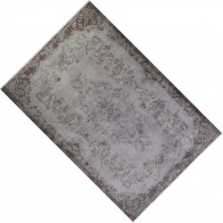 Gray Over-Dyed Rug for Modern Interiors. Handmade Vintage Turkish Carpet. 6.3 x 9.6 Ft (190 x 291 cm)