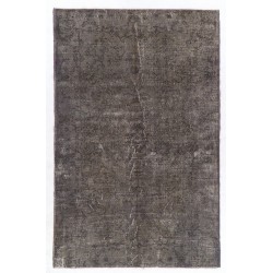 Gray Over-Dyed Rug for Modern Interiors. Handmade Vintage Turkish Carpet. 6.3 x 9.8 Ft (190 x 298 cm)