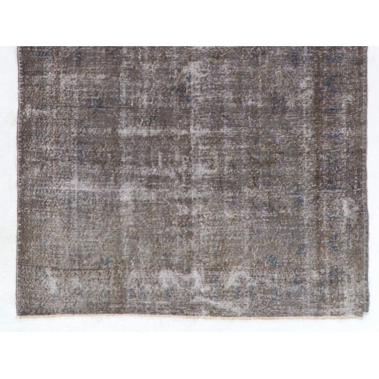 Distressed Gray Over-Dyed Rug for Modern Interiors. Handmade Vintage Turkish Carpet. 6.4 x 10 Ft (195 x 304 cm)