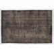 Gray Over-Dyed Rug for Modern Interiors. Handmade Vintage Turkish Carpet. 6.5 x 9.7 Ft (196 x 295 cm)