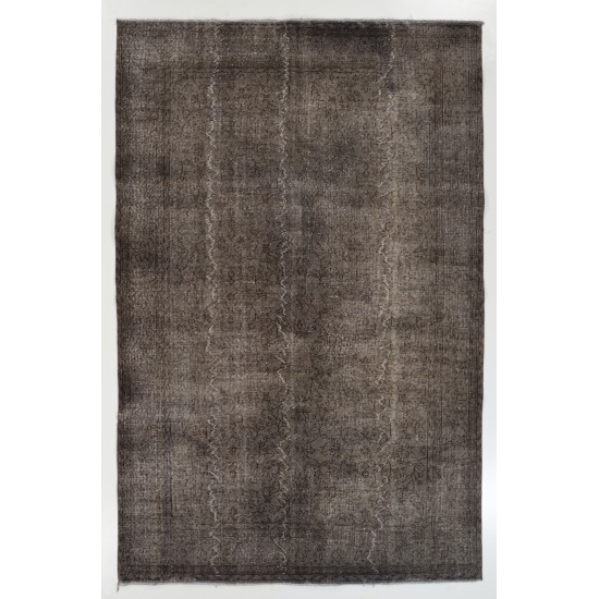 Gray Over-Dyed Rug for Modern Interiors. Handmade Vintage Turkish Carpet. 6.5 x 9.7 Ft (196 x 295 cm)