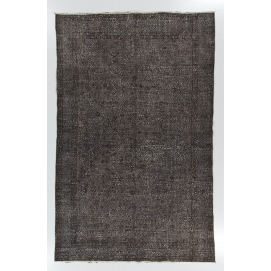 Gray Over-Dyed Rug for Modern Interiors. Handmade Vintage Turkish Carpet. 6.5 x 10.2 Ft (197 x 310 cm)