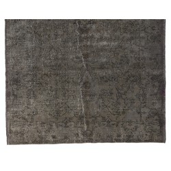 Gray Over-Dyed Rug for Modern Interiors. Handmade Vintage Turkish Carpet. 6.5 x 10 Ft (198 x 302 cm)