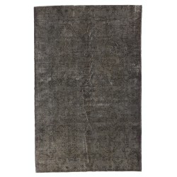 Gray Over-Dyed Rug for Modern Interiors. Handmade Vintage Turkish Carpet. 6.5 x 10 Ft (198 x 302 cm)