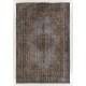 Gray Over-Dyed Rug for Modern Interiors. Handmade Vintage Turkish Carpet. 6.7 x 9.8 Ft (202 x 298 cm)