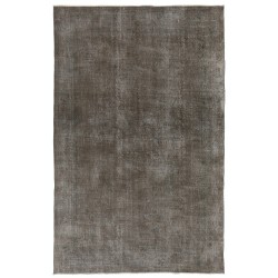 One-of-a-kind Gray Over-Dyed Rug for Modern Interiors. Handmade Vintage Turkish Carpet. 6.7 x 9.9 Ft (202 x 300 cm)