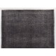 Charcoal Gray Over-Dyed Rug for Contemporary Interiors. Hand-Knotted Vintage Turkish Carpet. 6.7 x 9.8 Ft (204 x 297 cm)