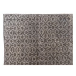 Gray Over-Dyed Rug for Contemporary Interiors. Hand-Knotted Vintage Turkish Carpet. 6.8 x 9.9 Ft (206 x 300 cm)