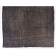 Contemporary Gray Over-Dyed Handmade Turkish Area Rug with Medallion Design. 6.9 x 11 Ft (208 x 335 cm)