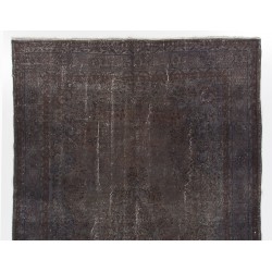 Contemporary Gray Over-Dyed Handmade Turkish Area Rug with Medallion Design. 6.9 x 11 Ft (208 x 335 cm)