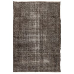 One-of-a-kind Gray Over-Dyed Rug for Modern Interiors. Handmade Vintage Turkish Carpet. 6.9 x 10 Ft (210 x 304 cm)