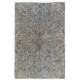Gray Over-Dyed Rug for Contemporary Interiors. Hand-Knotted Vintage Turkish Carpet. 6.9 x 10.2 Ft (210 x 308 cm)