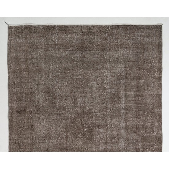 Gray Over-Dyed Rug for Modern Interiors. Handmade Vintage Turkish Carpet. 6.9 x 11.3 Ft (210 x 344 cm)