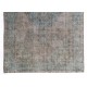 Contemporary Gray Over-Dyed Handmade Turkish Area Rug with Medallion Design. 7 x 10.5 Ft (215 x 318 cm)