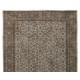 Floral Pattern Vintage Handmade Central Anatolian Rug Overdyed in Gray Color. 7 x 10.9 Ft (215 x 331 cm)