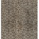 Floral Pattern Vintage Handmade Central Anatolian Rug Overdyed in Gray Color. 7 x 10.9 Ft (215 x 331 cm)
