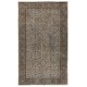 Floral Pattern Vintage Handmade Central Anatolian Rug Overdyed in Gray Color. 7 x 10.9 Ft (215 x 331 cm)