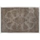 Gray Over-Dyed Rug for Contemporary Interiors. Hand-Knotted Vintage Turkish Carpet. 7.2 x 10.5 Ft (217 x 318 cm)
