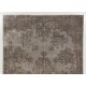 Gray Over-Dyed Rug for Contemporary Interiors. Hand-Knotted Vintage Turkish Carpet. 7.2 x 10.5 Ft (217 x 318 cm)