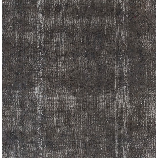 Gray Over-Dyed Rug for Contemporary Interiors. Hand-Knotted Vintage Turkish Carpet. 7.2 x 10.6 Ft (218 x 322 cm)