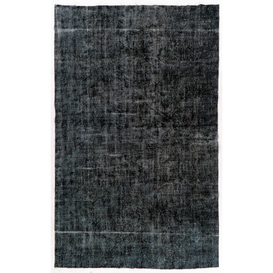 Unique Black Over-Dyed Vintage Handmade Turkish Area Rug for Contemporary Interiors. 7.2 x 11 Ft (218 x 335 cm)