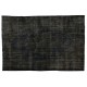 Charcoal Gray Over-Dyed Rug for Contemporary Interiors. Hand-Knotted Vintage Turkish Carpet. 7.5 x 11.3 Ft (227 x 344 cm)