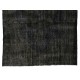 Charcoal Gray Over-Dyed Rug for Contemporary Interiors. Hand-Knotted Vintage Turkish Carpet. 7.5 x 11.3 Ft (227 x 344 cm)