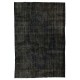 Charcoal Gray Over-Dyed Rug for Contemporary Interiors. Hand-Knotted Vintage Turkish Carpet. 7.5 x 11.3 Ft (227 x 344 cm)