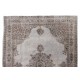 Gray Over-Dyed Rug for Contemporary Interiors. Hand-Knotted Vintage Turkish Carpet. 8.4 x 11.8 Ft (255 x 358 cm)