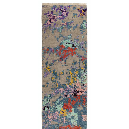Abstract Design Handmade Turkish Runner Rug. Brand New Corridor Carpet. 3 x 16.3 Ft (90 x 495 cm)