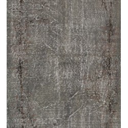 Gray Over-Dyed Rug for Contemporary Interiors. Hand-Knotted Vintage Turkish Carpet. 3.3 x 6.2 Ft (99 x 186 cm)