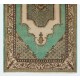Green Overdyed Rug for Modern Home & Office. Hand-Knotted Vintage Turkish Carpet. 3.9 x 7 Ft (116 x 213 cm)