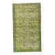 Green Overdyed Rug. Floral Patterned Hand-Knotted Vintage Turkish Carpet. 4 x 7 Ft (123 x 212 cm)