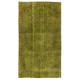 Light Green Overdyed Rug for Modern Home & Office. Hand-Knotted Vintage Turkish Carpet. 5.3 x 9.2 Ft (160 x 280 cm)