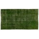 Distressed Green Overdyed Rug for Modern Home & Office. Hand-Knotted Vintage Turkish Carpet. 5.5 x 9.3 Ft (165 x 283 cm)