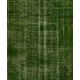 Distressed Green Overdyed Rug for Modern Home & Office. Hand-Knotted Vintage Turkish Carpet. 5.5 x 9.3 Ft (165 x 283 cm)