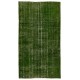 Distressed Green Overdyed Rug for Modern Home & Office. Hand-Knotted Vintage Turkish Carpet. 5.5 x 9.3 Ft (165 x 283 cm)