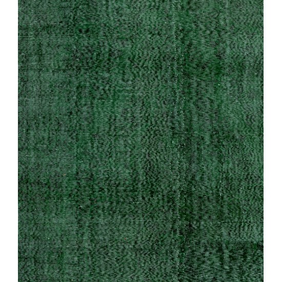 Green Overdyed Rug for Modern Home & Office. Hand-Knotted Vintage Turkish Carpet. 5.9 x 10.3 Ft (177 x 313 cm)