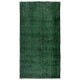 Green Overdyed Rug for Modern Home & Office. Hand-Knotted Vintage Turkish Carpet. 5.9 x 10.3 Ft (177 x 313 cm)