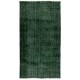 Green Overdyed Rug for Modern Home & Office. Hand-Knotted Vintage Turkish Carpet. 6 x 10.2 Ft (180 x 310 cm)