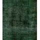 Green Overdyed Rug for Modern Home & Office. Hand-Knotted Vintage Turkish Carpet. 6.2 x 10.9 Ft (186 x 330 cm)