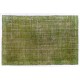 Light Green Overdyed Rug for Modern Home & Office. Hand-Knotted Vintage Turkish Carpet. 6.4 x 9.5 Ft (195 x 288 cm)