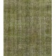 Green Overdyed Rug for Modern Home & Office. Hand-Knotted Vintage Turkish Carpet. 7.2 x 9.5 Ft (218 x 288 cm)