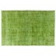 Green Overdyed Rug for Modern Home & Office. Hand-Knotted Vintage Turkish Carpet. 7.5 x 11 Ft (226 x 333 cm)