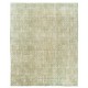 Green Overdyed Rug. Floral Patterned Hand-Knotted Vintage Turkish Carpet. 7.5 x 9 Ft (228 x 273 cm)