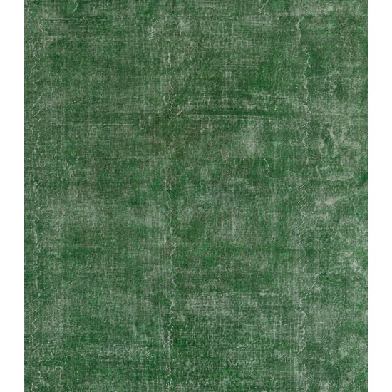Green Overdyed Rug for Modern Home & Office. Hand-Knotted Vintage Turkish Carpet. 8.7 x 12.4 Ft (265 x 375 cm)