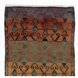 Double Sided Vintage Handmade Kilim from Turkey, Geometric Pattern Wool Rug. 3.5 x 6.2 Ft (105 x 187 cm)