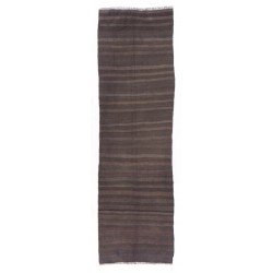 Striped Vintage Handwoven Kilim Runner. Turkish Wool Hallway Runner. 3.6 x 11.9 Ft (109 x 360 cm)